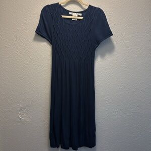 Max Studio Size L Navy Blue Dress rayon nylon spandex blend preowned great cond